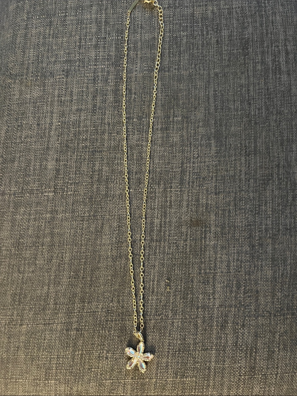 Kendra Scott Gold Necklace with Iridescent Flower Pendant